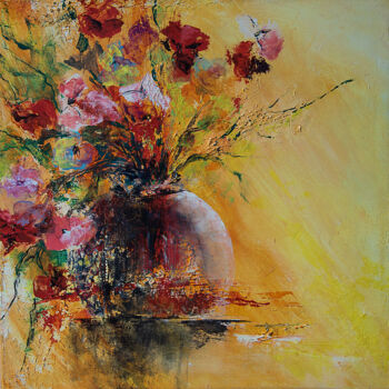 Painting titled "Bouquet" by Françoise Dugourd-Caput, Original Artwork, Oil Mounted on Wood Stretcher frame