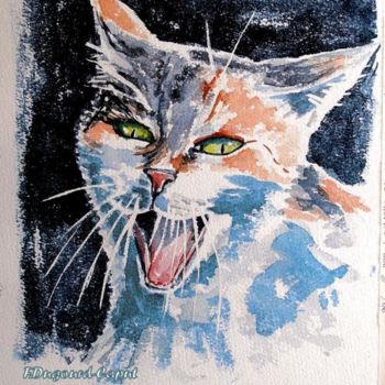 Painting titled "Schpouncy" by Françoise Dugourd-Caput, Original Artwork, Watercolor