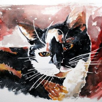 Malerei mit dem Titel "Tina" von Françoise Dugourd-Caput, Original-Kunstwerk, Aquarell