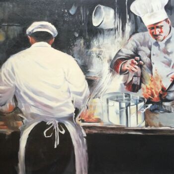 Pintura titulada "Le Chef !" por France De Lacroix, Obra de arte original, Oleo