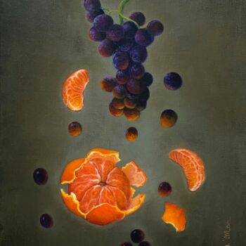Peinture intitulée "Une mandarine une g…" par France Mondello, Œuvre d'art originale, Huile