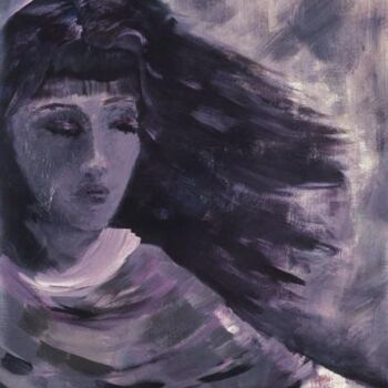 Painting titled "FILLE AU VENT" by France Quenneville, Original Artwork