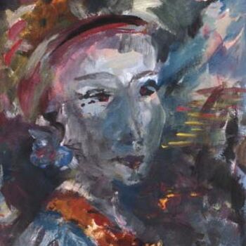 Painting titled "FILLE AU RUBAN" by France Quenneville, Original Artwork