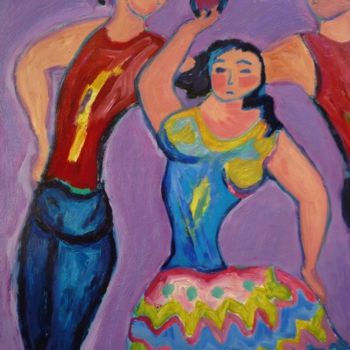 Peinture intitulée "Flamenco" par France Wagner, Œuvre d'art originale, Huile