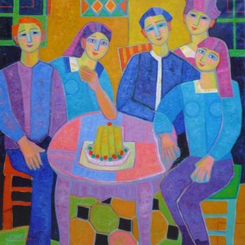 Painting titled "Les invités" by France Wagner, Original Artwork