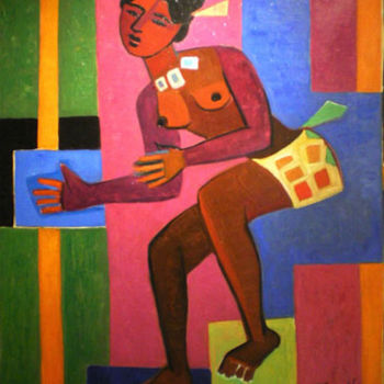 Painting titled "Omo danse (Ethiopie)" by France Wagner, Original Artwork