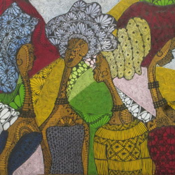 Painting titled "Party Girls" by Frances Okala, Original Artwork