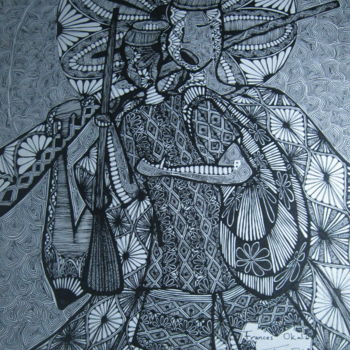 Disegno intitolato "hunter.jpg" da Frances Okala, Opera d'arte originale