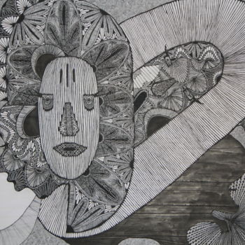 제목이 "Chaos"인 미술작품 Frances Okala로, 원작, 잉크