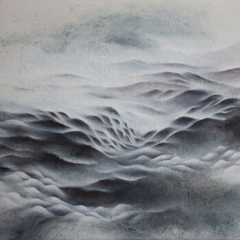Painting titled "Silvered hills" by Francesca Borgo, Original Artwork, Acrylic Mounted on Wood Stretcher frame