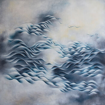 Painting titled "What if you fly" by Francesca Borgo, Original Artwork, Acrylic Mounted on Aluminium