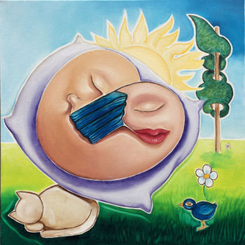 Painting titled "La sieste" by Francesca Bravo, Original Artwork, Oil