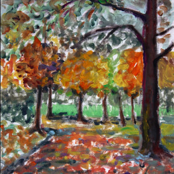 Pittura intitolato "paesaggio-autunno-a…" da Francesca Camisasca, Opera d'arte originale, Olio