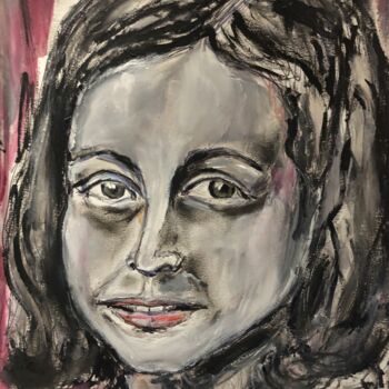 Painting titled "Anne Frank" by Francesca Paola Draetta, Original Artwork, Oil