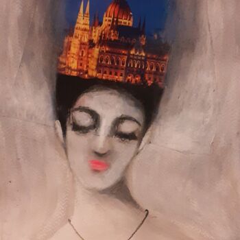 Картина под названием "regina delle 2 lune" - Francesca Sacconi, Подлинное произведение искусства, Темпера