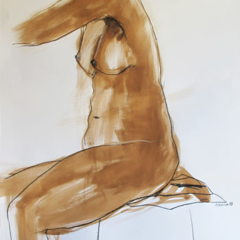 Disegno intitolato "nu de femme - encre…" da Francesca Messina, Opera d'arte originale, Carbone