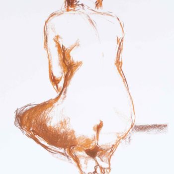 Dessin intitulée "Nu de femme - dos" par Francesca Messina, Œuvre d'art originale, Craie