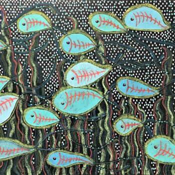Painting titled "Weird fishes" by Francesca Scesa, Original Artwork, Oil