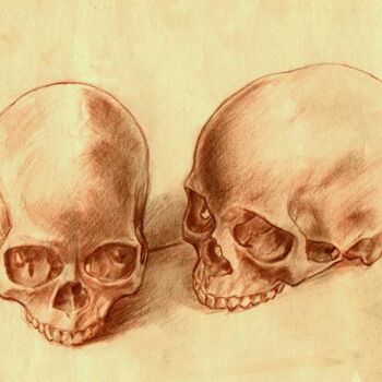 제목이 "Skulls"인 미술작품 Francesco Bortolotti로, 원작, 기름