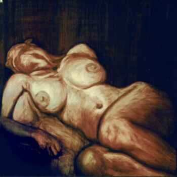 Painting titled "Red nude" by Francesco Bortolotti, Original Artwork, Oil