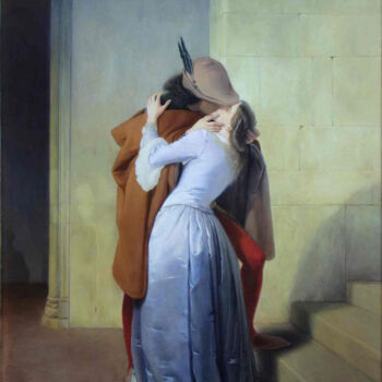 Painting titled "The kiss-Copy after…" by Francesco Bortolotti, Original Artwork, Oil