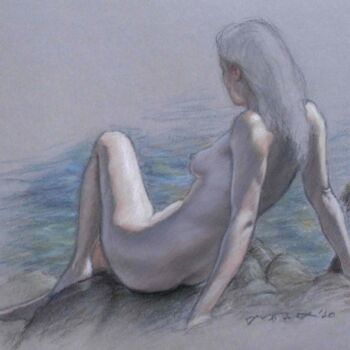 Painting titled "Nudo sugli scogli" by Francesco Bortolotti, Original Artwork