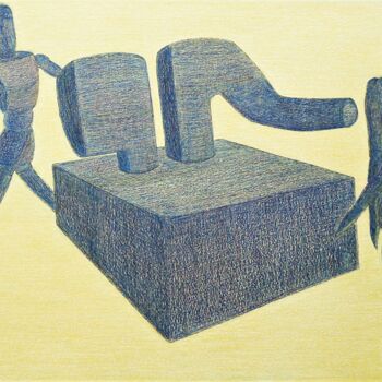 Zeichnungen mit dem Titel "Manichini e totem-M…" von Francesco Cagnato, Original-Kunstwerk, Pastell