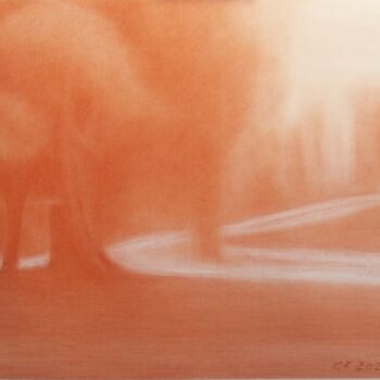 Dibujo titulada "Sentiero con querci…" por Francesco Cagnato, Obra de arte original, Carbón