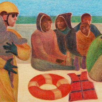 Zeichnungen mit dem Titel "Spiaggia mediterran…" von Francesco Cagnato, Original-Kunstwerk, Pastell