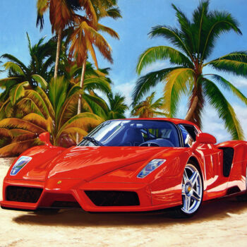 Картина под названием ""Enzo Ferrari"" - Francesco Capello, Подлинное произведение искусства, Масло Установлен на Деревянная…