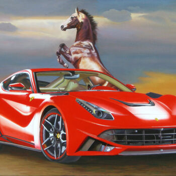 绘画 标题为“Ferrari F.12” 由Francesco Capello, 原创艺术品, 油 安装在木质担架架上