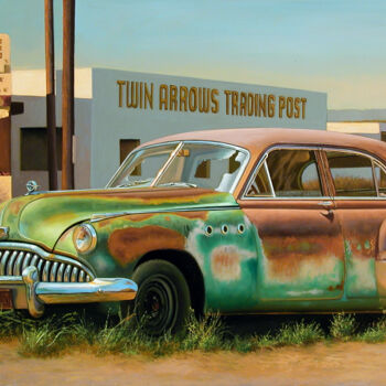 Painting titled "ARROWS TRADING POST" by Francesco Capello, Original Artwork, Oil Mounted on Wood Stretcher frame