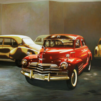 Painting titled "GARAGE CUBANO" by Francesco Capello, Original Artwork, Oil Mounted on Wood Stretcher frame