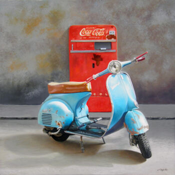 Painting titled "Coke" by Francesco Capello, Original Artwork, Oil Mounted on Wood Stretcher frame