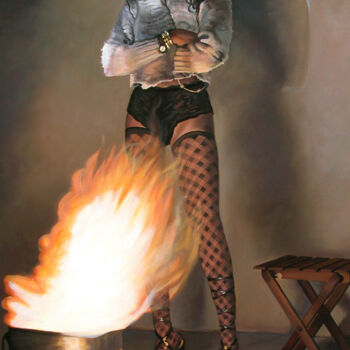 Painting titled "FUOCO EROTICO" by Francesco Capello, Original Artwork, Oil Mounted on Wood Stretcher frame
