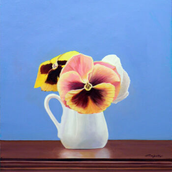 Painting titled "VIOLE MAMMOLE" by Francesco Capello, Original Artwork, Oil Mounted on Wood Panel