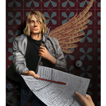 「Kurt Cobain (Nirvan…」というタイトルの製版 Francesco De La Vega Barcellaによって, オリジナルのアートワーク, スクリーン印刷