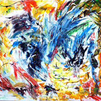 Painting titled ""Primeval Instinct"" by Francesco Dea, Original Artwork, Acrylic Mounted on Wood Stretcher frame