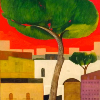 Painting titled "Pini sotto un cielo…" by F. Filincierisantinelli, Original Artwork, Oil