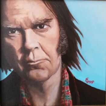 Painting titled "Neil Young" by Francesco Loggi, Original Artwork, Oil