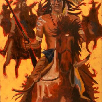 Pittura intitolato "Indiani" da Francesco Loggi, Opera d'arte originale, Olio