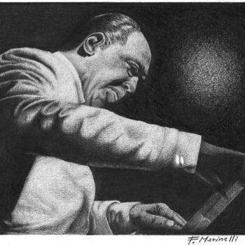 Desenho intitulada "Duke Ellington" por Francesco Marinelli, Obras de arte originais, Carvão