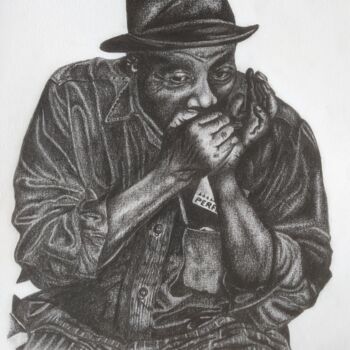 「Blues makes me sad…」というタイトルの描画 Francesco Marinelliによって, オリジナルのアートワーク, 木炭