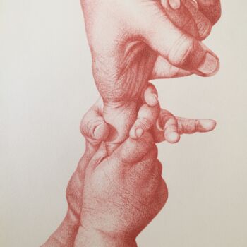 Dessin intitulée "Catch my finger" par Francesco Marinelli, Œuvre d'art originale, Conté