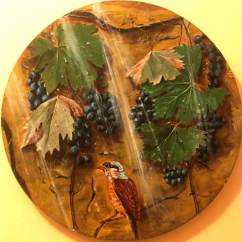 Painting titled "Pergolato" by Francesco Ricca, Original Artwork, Oil Mounted on Wood Stretcher frame