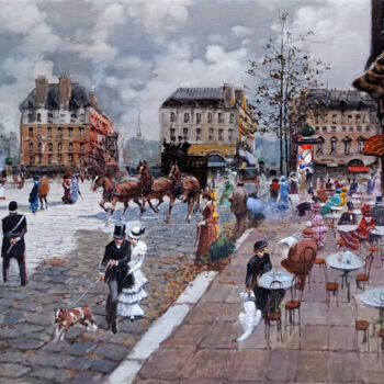 Painting titled "Afternoon in Paris…" by Francesco Tammaro, Original Artwork, Oil Mounted on Wood Panel
