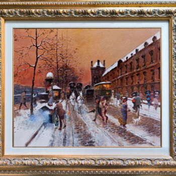 Painting titled "Snowed in Psris - o…" by Francesco Tammaro, Original Artwork, Oil Mounted on Wood Panel