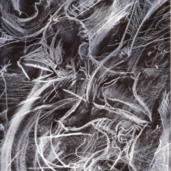 Drawing titled "Negro sobre negro" by F. Peña-Garcia, Original Artwork, Charcoal