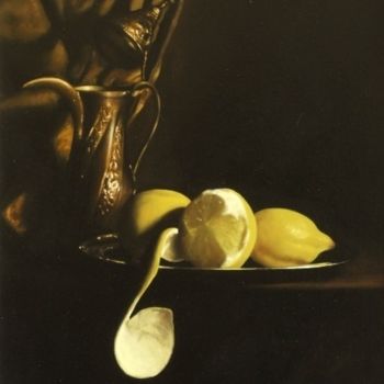 Painting titled "Il pompelmo e l'oro" by Francesco Dossena, Original Artwork