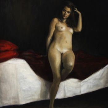 Painting titled "2014-l-amante-olio-…" by Francesco Dossena, Original Artwork